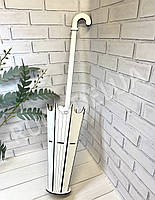 Кашпо парасолька-тростина (56*14 см) біле фанерне велике. Кашпо зонт декоративне для декору та квітів