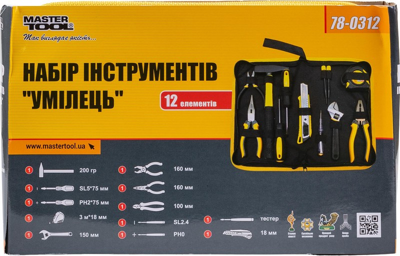 Набор инструмента "умелец" 12 элементов Mastertool 78-0312 - фото 2 - id-p1658025359