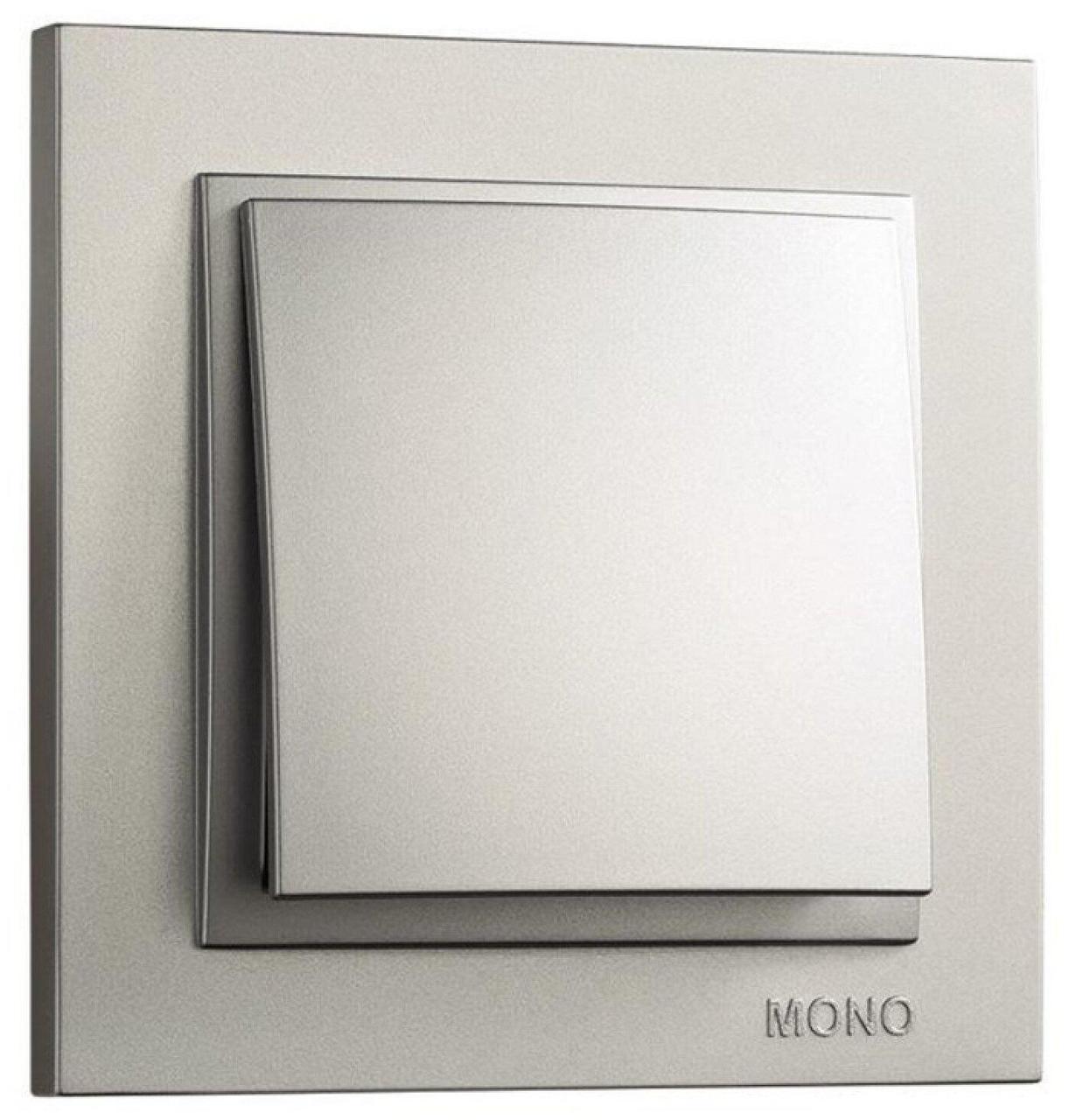 Вимикач одноклавішний Mono Electric DESPINA сріблястий, вимикач 1-ий, фото 1
