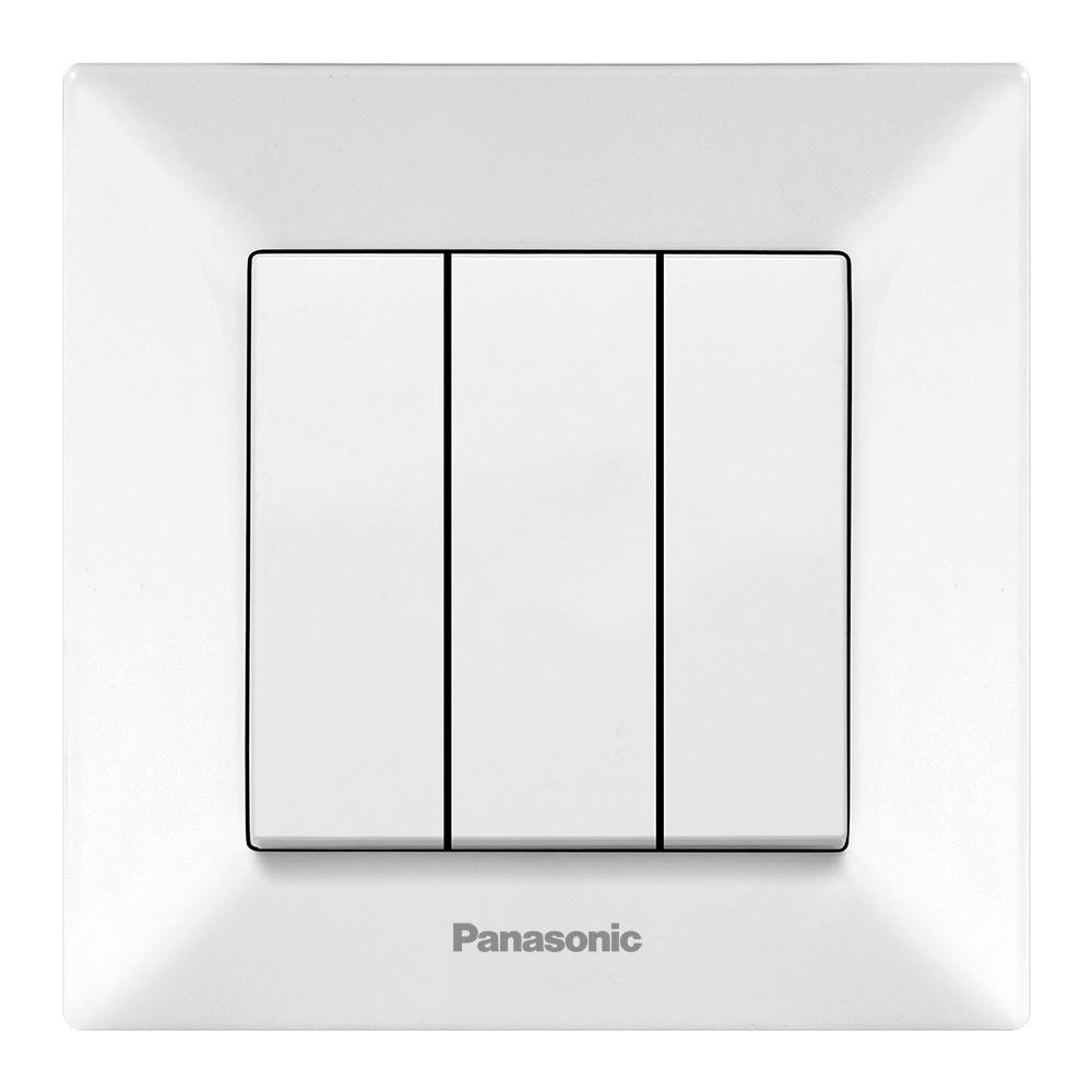 Вимикач трьохклавішний Panasonic Arkedia Slim Білий, фото 1