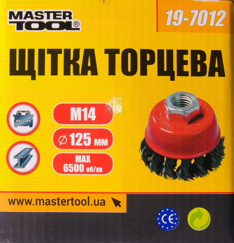 Щетка торцевая из плетеной проволоки 125мм м14 Mastertool 19-7012 - фото 2 - id-p1658017617