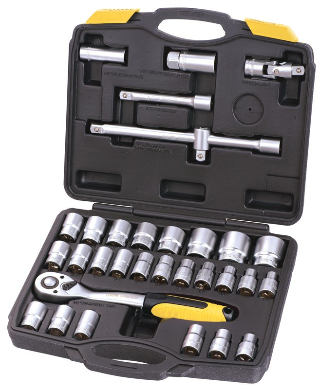 Набір насадок торцевих profi crv 1/2" 8-32мм тріскачка 72т 32шт кейс Mastertool 78-4032