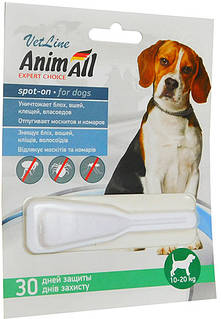 Краплі проти бліх і кліщів AnimAll VetLine spot-on для собак 10-20 кг 4 мл