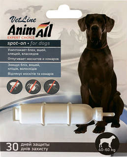Краплі проти бліх і кліщів AnimAll VetLine spot-on для собак 40-60 кг 10 мл