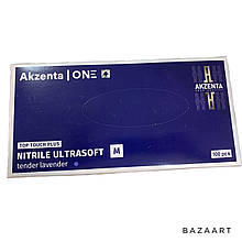 Нітрилові рукавички Azzenta, розмір М, без пудри, лілові, паковання 100 шт.