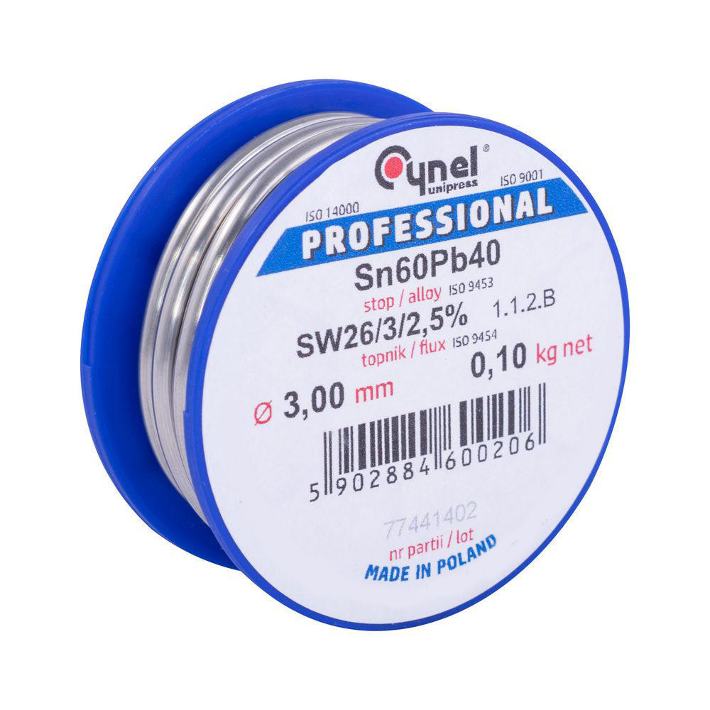 Припій для паяння олов'яно-свинцевий Cynel SW26/3/2.5 100 г (3 мм)