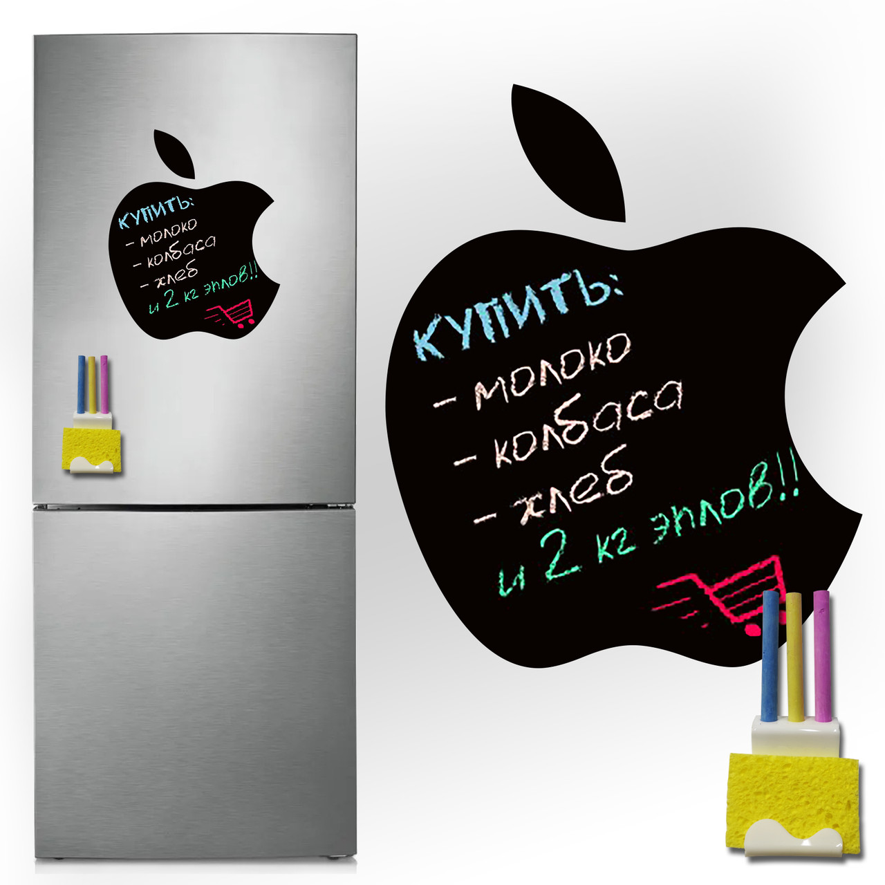 Меловая магнитная доска на холодильник Apple 30х33 см - фото 1 - id-p85048345