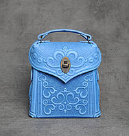 Кожаный рюкзак ручной работы, сумочка-рюкзак с авторским тиснением в стиле бохо