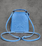 Шкіряний рюкзак ручної роботи, сумочка-рюкзак з авторським тисненням у стилі бохо, фото 5