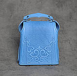 Шкіряний рюкзак ручної роботи, сумочка-рюкзак з авторським тисненням у стилі бохо, фото 3