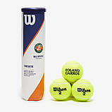 Нові м'ячі Wilson Roland Garros Clay Court для великого тенісу 4 м'ячі в банці, фото 2