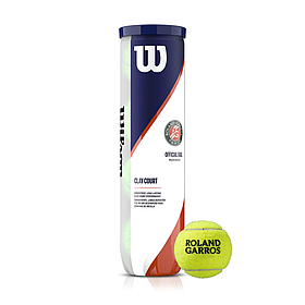 Нові м'ячі Wilson Roland Garros Clay Court для великого тенісу 4 м'ячі в банці
