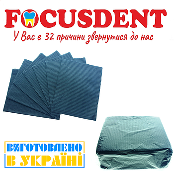 Нагрудники стоматологічні 410мм x 330мм, чорні 50шт. в упаковці