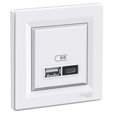 Розетка USB тип А+С Біла (з рамкою) Asfora Schneider Electric, EPH2700321