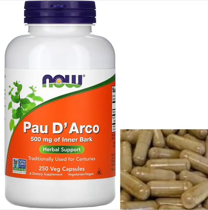 Кора мурашиного дерева NOW Pau d'arco 500 mg of Innewr Bark 250 veg caps, фото 1