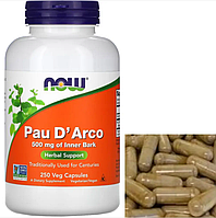 Кора мурашиного дерева (По д'арко) NOW Pau d'arco 500 mg of Innewr Bark 250 veg caps