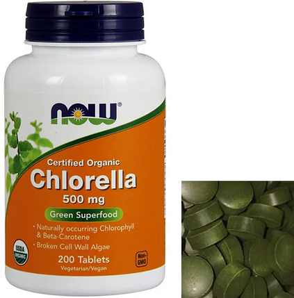 Хлорела NOW Chlorella 500 mg 200 таб, фото 2