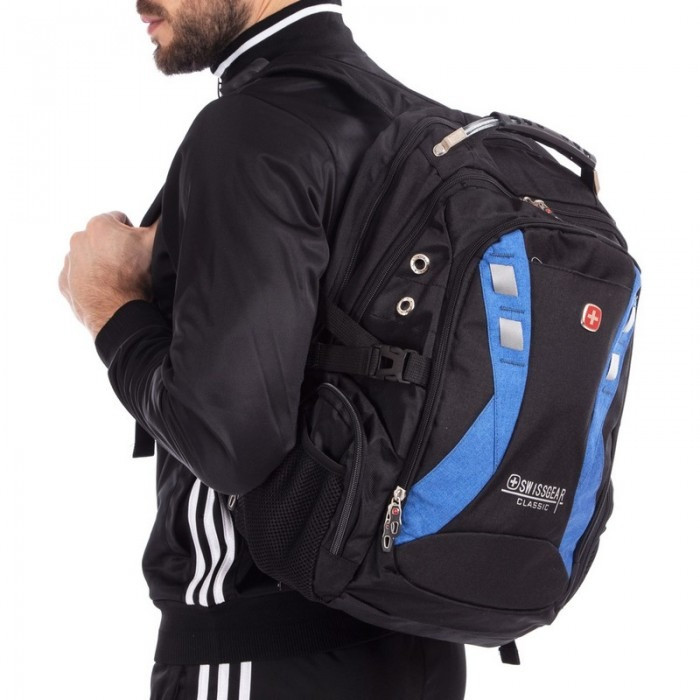 Городской рюкзак Backpack "9371" 35л Синий туристический рюкзак с чехлом, дорожная сумка (GK) - фото 2 - id-p1658120851