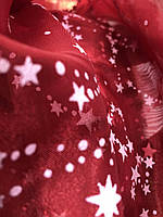 Тюль с огранзы на метраж со звездами бордового цвета, высота 2,8м (org-7)