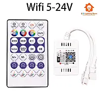 SPI smart контролер HCQ-01 для WS2811 WS2812B WS2813 WS2815 SK6812, 5-24V, до 2048 пікселів , Wi-Fi+RF