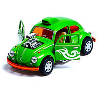 Машинка металлическая Volkswagen Beetle Custom Dragracer Kinsmart KT5405W инерционная 1:32 Зеленый, Vse-detyam