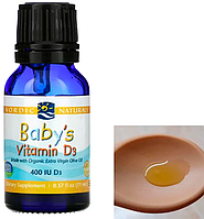 Вітамін Д для дітей baby's Vitamin D3 400IU (10 mcg) Nordic Naturals 11 мл