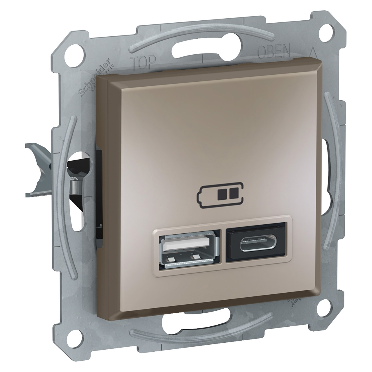Розетка USB тип А+С Бронза Asfora Schneider Electric, EPH2700369