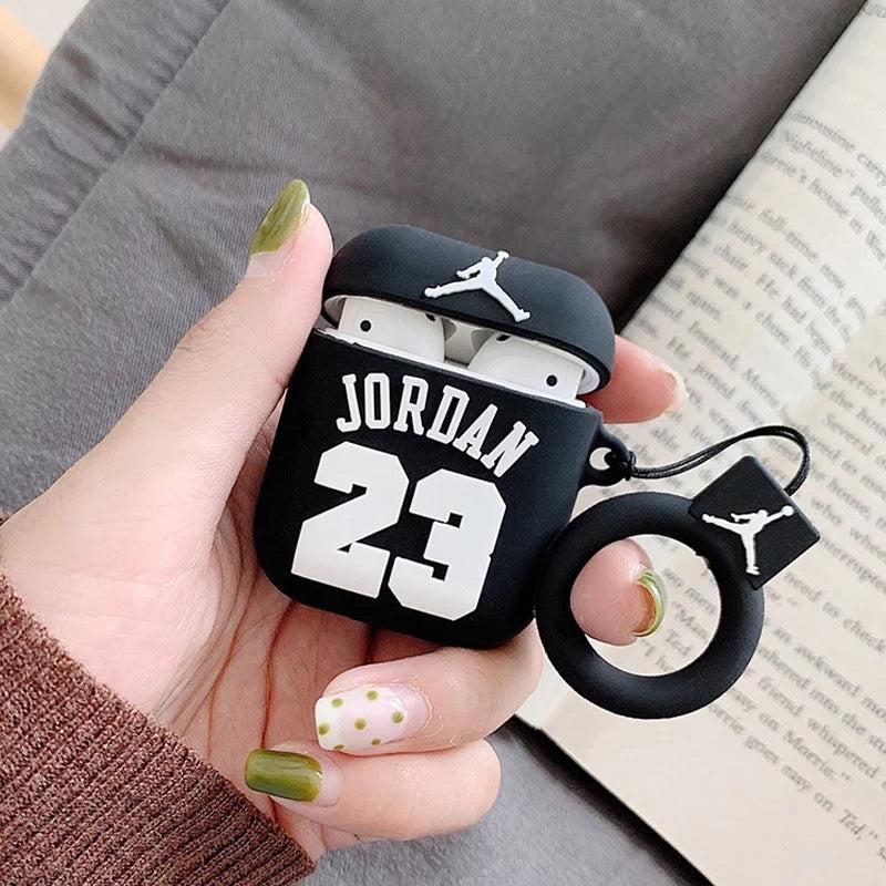 Силіконовий чохол Alitek для навушників Apple AirPods 1 / 2 Jordan 23 + кільце Black