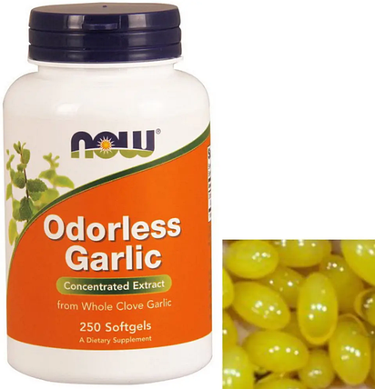 Екстракт часнику NOW Odorless Garlic 250 гел капс, фото 2