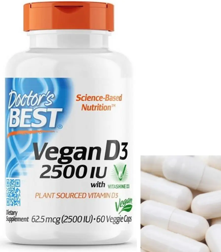Вітамін Д3 Doctor's s BEST Vegan D3 2500 IU with plant sourced vitamin D3 60 veg caps