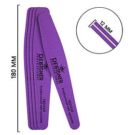 Фіолетовий двосторонній баф-ромб 180/240 грит Дизайнер (180мм*12мм) для полірування нігтів