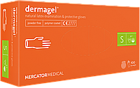 Перчатки медицинские латексные Mercator Medical Dermagel неопудренные размер S (100шт/50 пар/уп)