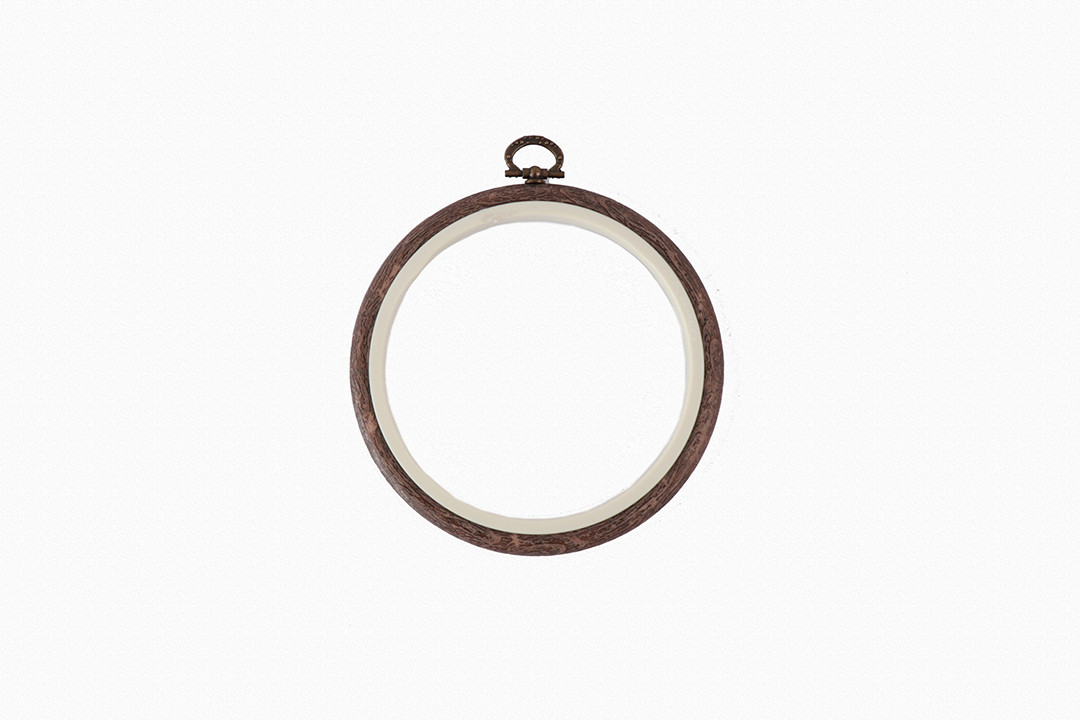 Пяльці-рамка круглі каучукові з підвісом, діаметр 135мм, товщина 8мм, коричневі, "Nurge", фото 1