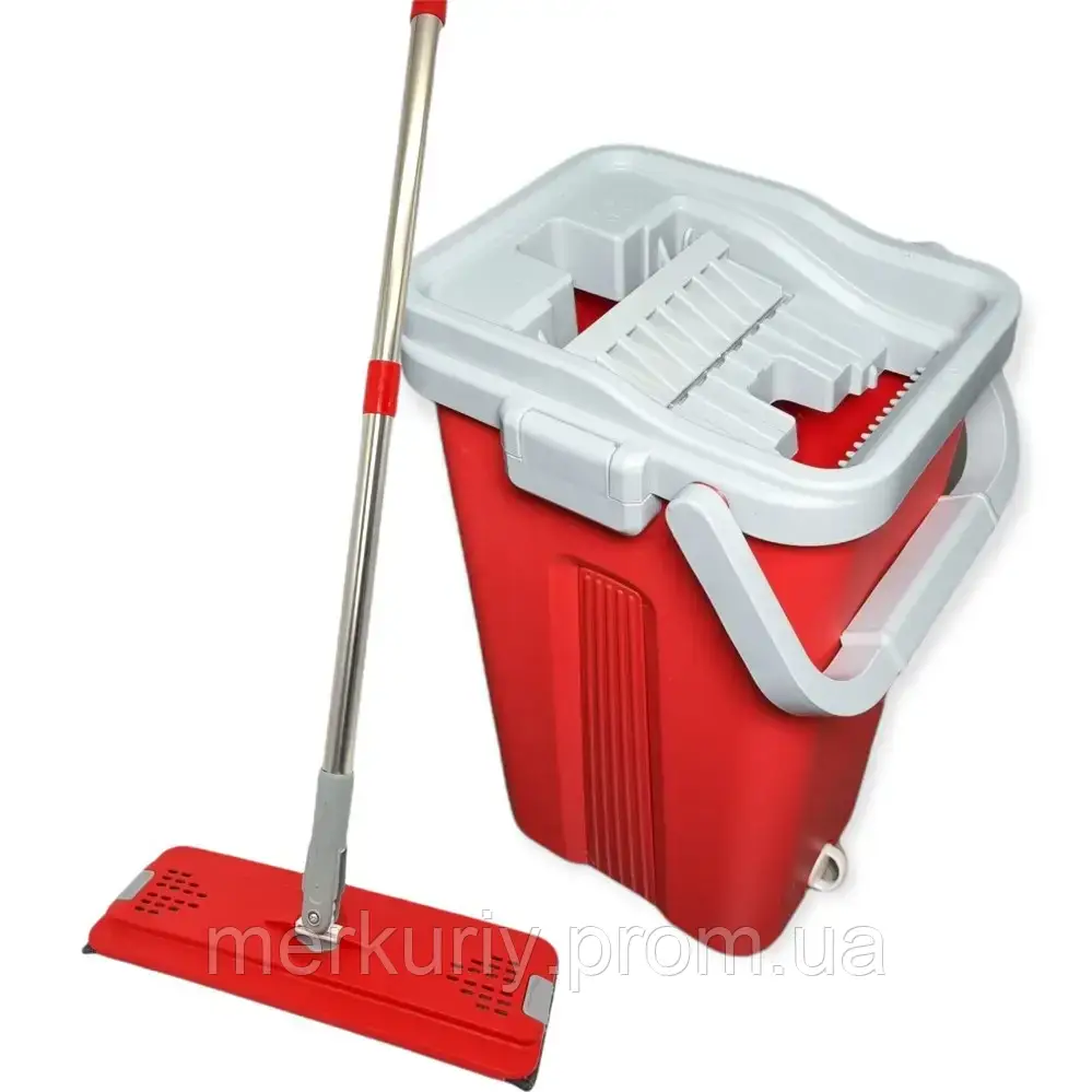Швабра і Ведро Scratch Cleaning Mop зі складною ручкою і системою віджиму на посадки мікрофібри