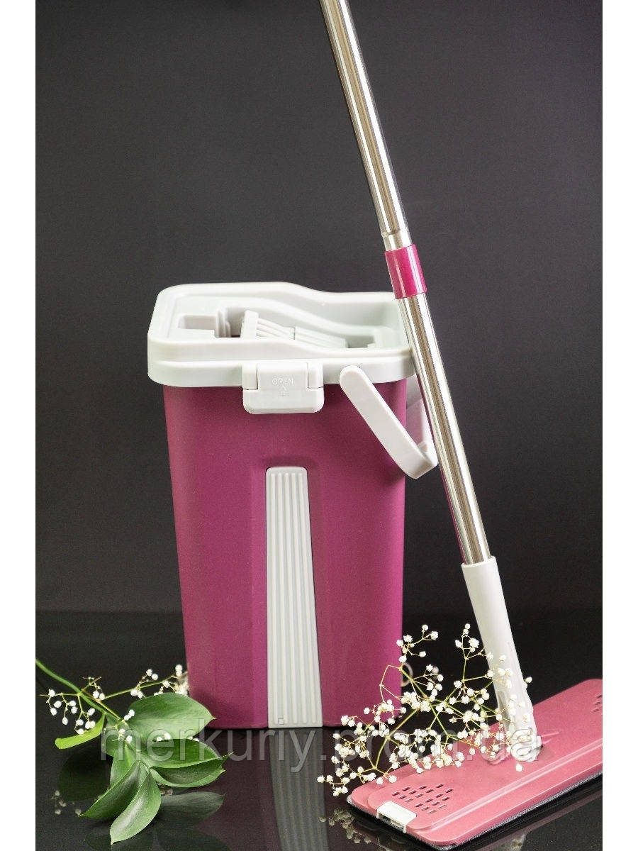 Швабра з відром 9л Scratch Cleaning Mop зі складною ручкою і системою віджиму насадки мікрофібри