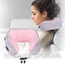 Масажна подушка з ефектом пам'яті підкова U-Shaped Massage Pillow віброподушка масажер на батарейках для ши