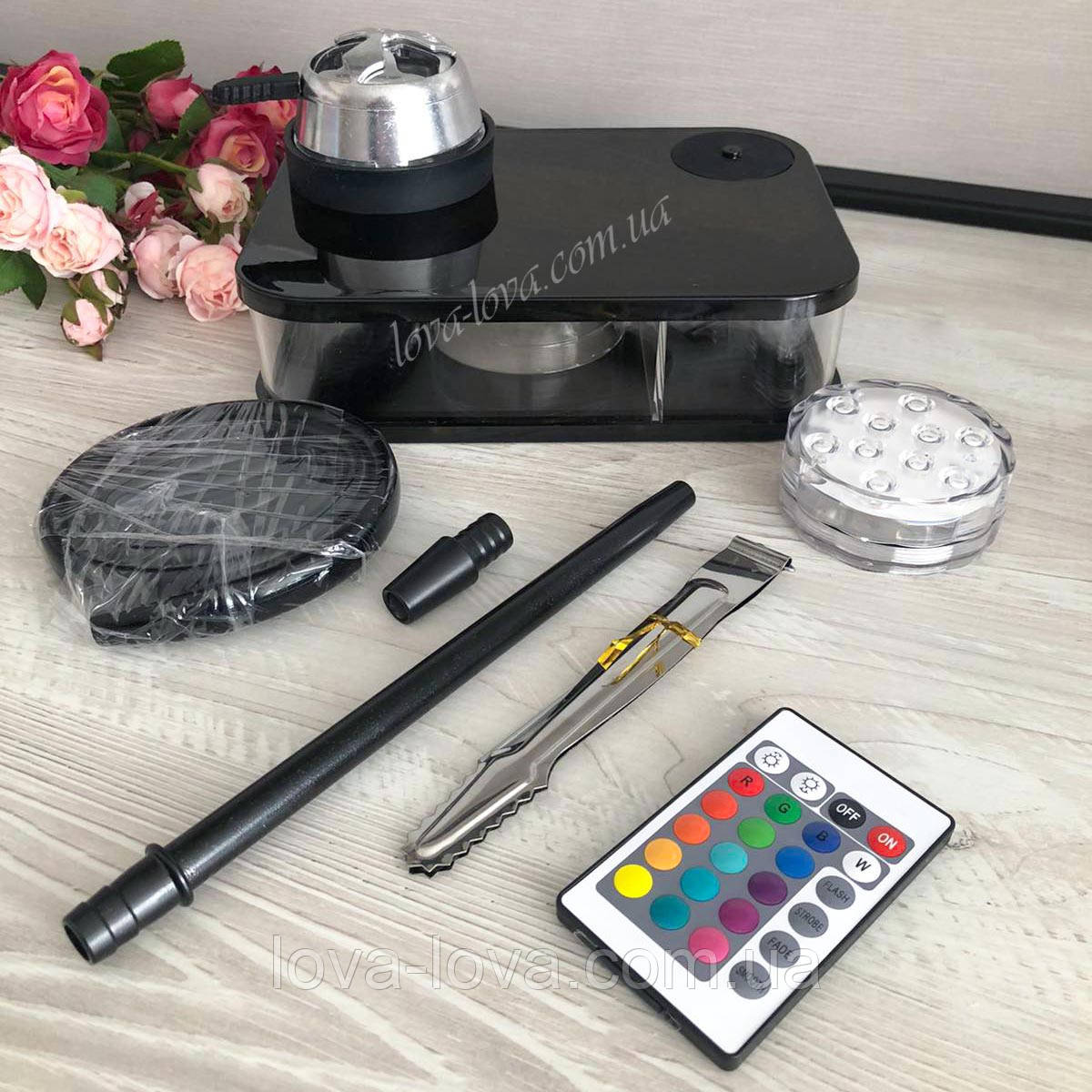 Стильний горизонтальний кальян з підсвіткою на пульті на 1 трубку Hookah (силіконова трубка, чаша + калауд)
