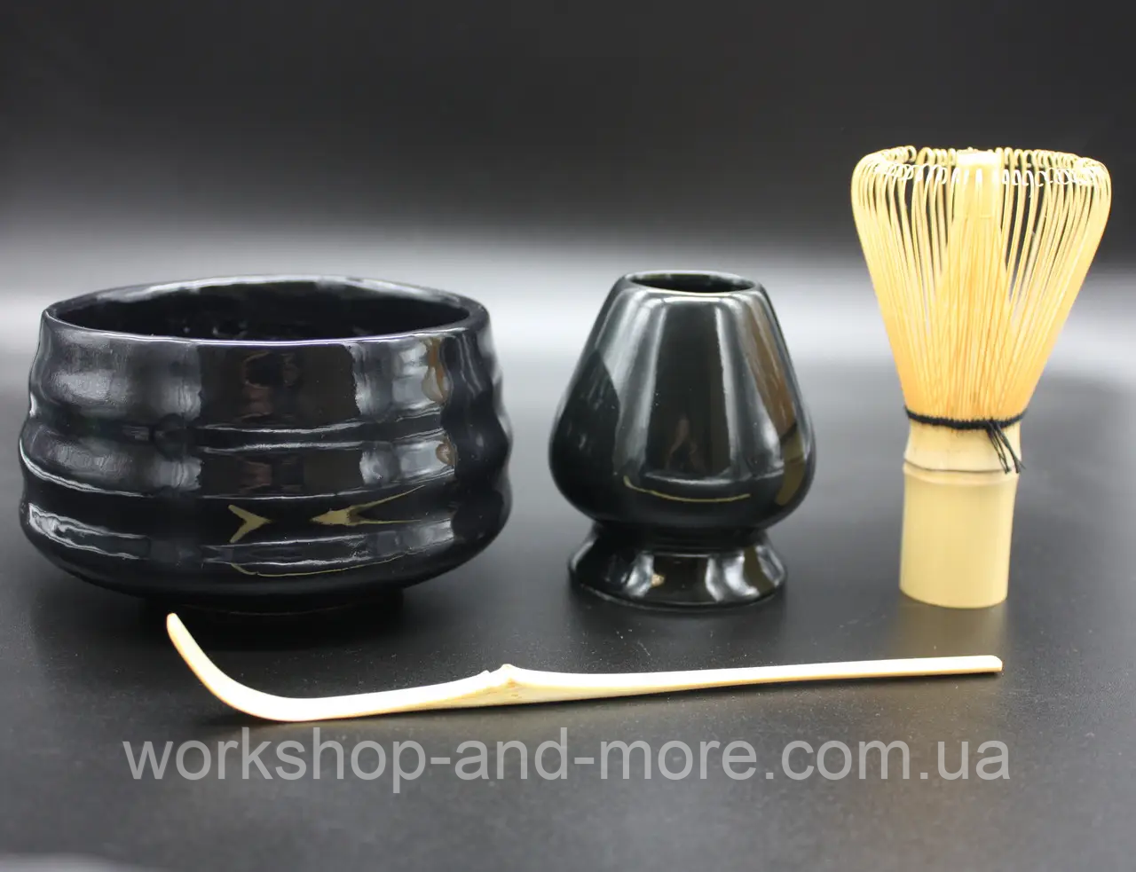 Набор для приготовления чая матча четыре предмета черная керамика ...