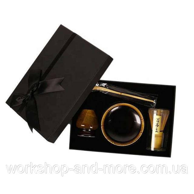 Набор для приготовления чая матча четыре предмета черная керамика ...