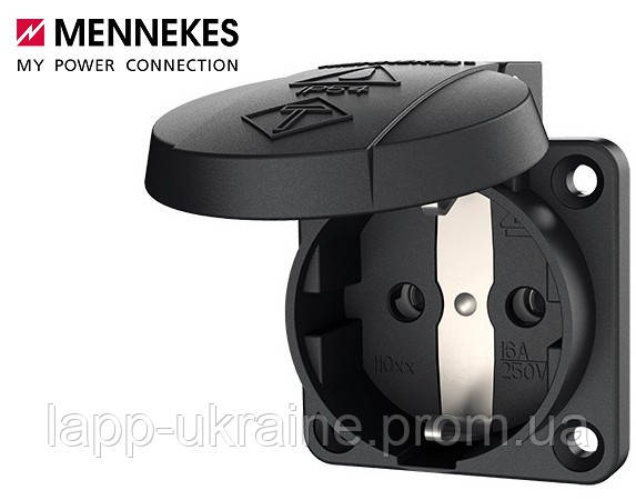 Панельна розетка SCHUKO чорна MENNEKES 16A2p+E 230V IP54 1 шт (арт ...