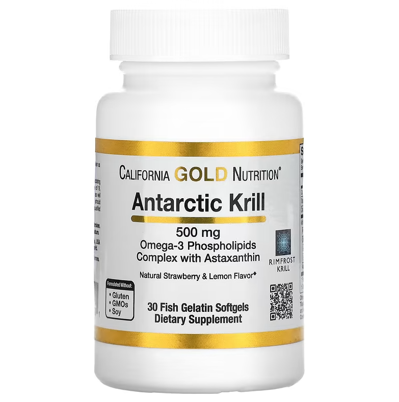 Antarctic Krill Oil with Astaxanthin RIMFROST 500 мг California Gold Nutrition 30 капсул