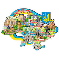 Магніт деревяний "Мапа. Україна", слойка, фото 2