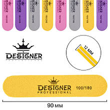 Міні-баф (Дизайнер) 100/180 гріт для обробки нігтьової пластини, 9 см (плоский овал)