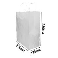 Крафт пакет с ручками для упаковки и транспортировки продуктов, 220х120х280 мм, белый
