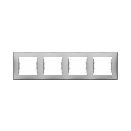 Рамка Schneider Electric Sedna алюміній 4-кратна горизонтальна SDN5800760, фото 1