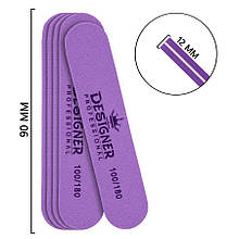 Міні-баф (Дизайнер) для обробки нігтьової пластини, 9 см (плоский овал). фіолетовий 100/180 гріт.