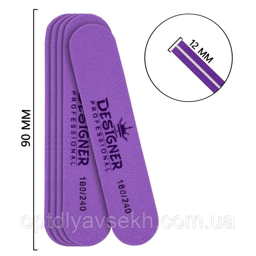 Міні-баф (Дизайнер) для обробки нігтьової пластини, 9 см (плоский овал).Фіолетовий 180/240 гріт.