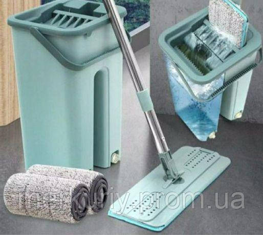 Швабра і Ведро Scratch Cleaning Mop зі складною ручкою і системою віджиму на посадки мікрофібри