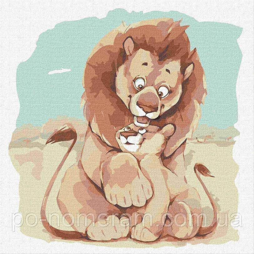 Акційна Картина за номерами Ідейка Левеня та мама (KHO4239) 30 х 30 см, фото 1