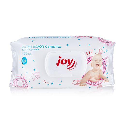Дитячі вологі серветки Joy із клапаном, 100 шт